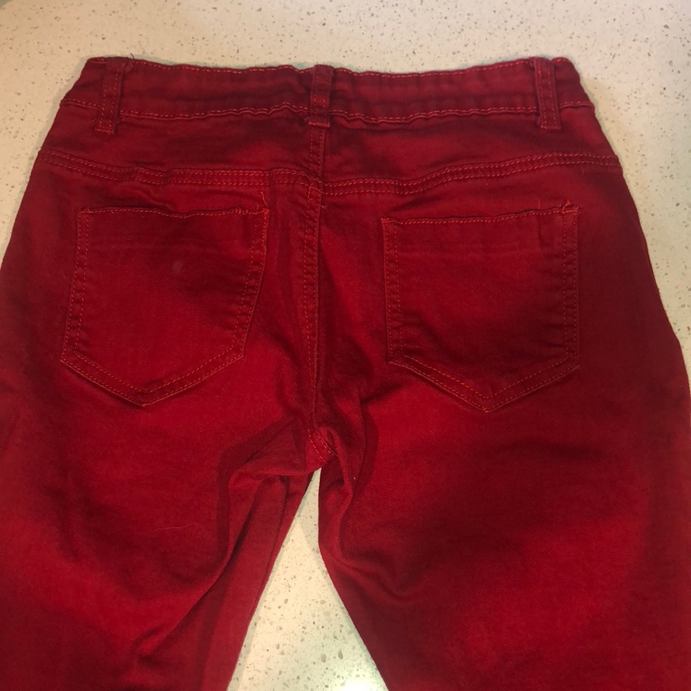 Red Ripped Skinny Jeans - Picture 5 of 7